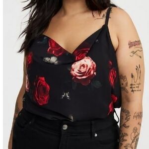 Floral Black and Red Women's Top